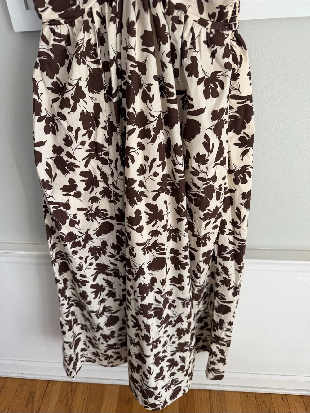 Abercrombie & Fitch Cream Maxi Dress with Brown Floral Print